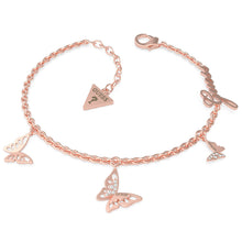 Load image into Gallery viewer, GUESS Rose Gold Plated Stainless Steel Small Chain &amp; Butterflies Bracelet
