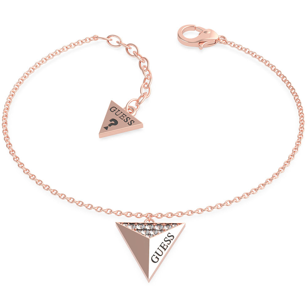 GUESS Rose Gold Plated Triangle Single Charm Bracelet