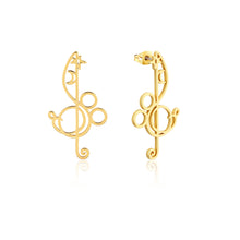 Load image into Gallery viewer, Disney Fantasia Gold Plated Treble Clef Mickey 60mm Drop Earrings