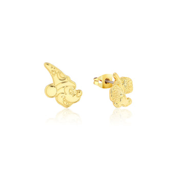 Couture Kingdom Disney Fantasia Gold Plated Sorcerer's Apprentice Mickey Mix-Match Stud Earrings