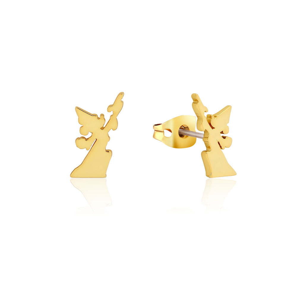 Disney Fantasia Gold Plated Sorcerer's Mickey Reach For The Stars 15mm Stud Earrings