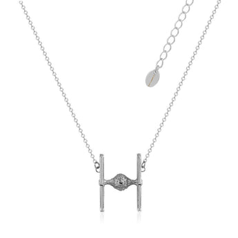Disney Star Wars White Gold Plated Tie Fighter Pendant On 45+7cm Chain