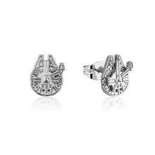 Load image into Gallery viewer, Disney Star Wars White Gold Plated Millennium Falcon 11mm Stud Earrings