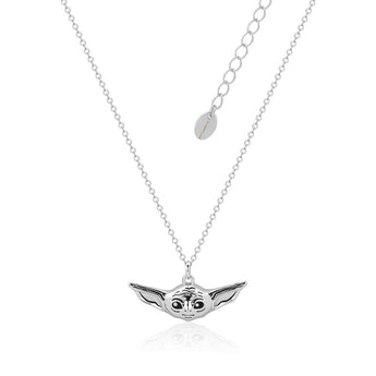 Disney Star Wars White Gold Plated The Mandalorian The Child Pendant on 45+7cm Chain