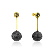 Load image into Gallery viewer, Disney Star Wars Gold Plated Death Star 60mm Drop Earrings