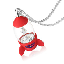 Load image into Gallery viewer, Disney Pixar Toy Story White Gold Plated Alien Pizza Planet Rocket Pendant On Chain