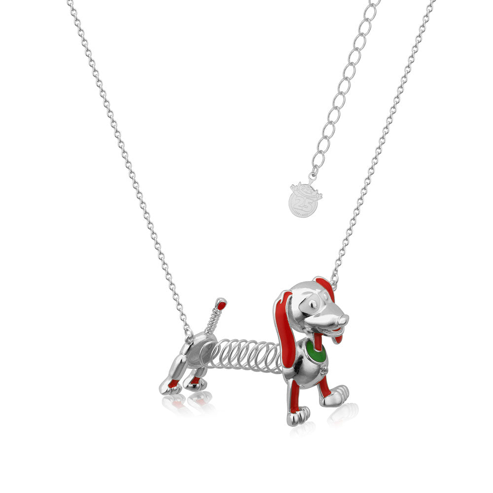Disney Pixar Toy Story White Gold Plated Slinky Dog Pendant On Chain