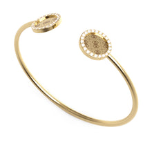 Load image into Gallery viewer, Guess Gold Plated Stainless Steel 4G Coin &amp; Crystal Flexi Bangle