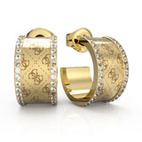 Guess Gold Plated Stainless Steel 18mm 4G Double side Crystal Band Earrings