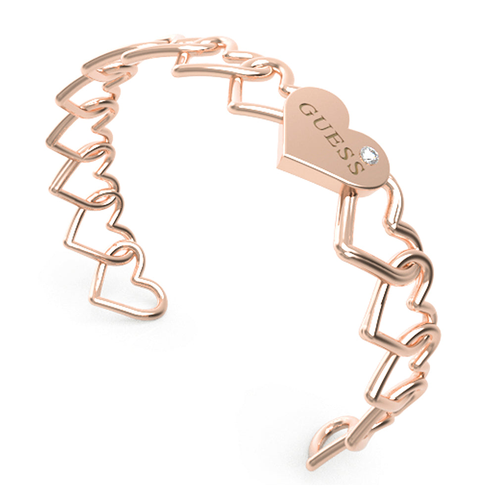 Guess Rose Gold Plated Stainless Steel Multiheart & Plain Heart Bangle