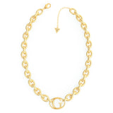 Guess Gold Plated Stainless Steel 16-18" Chain And 26mm G Logo Chain
