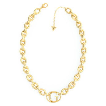 Guess Gold Plated Stainless Steel 16-18" Chain And 26mm G Logo Chain