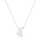 Disney Princess Rhodium Plated Beauty & The Beast Belle Pendant With 40cm Chain