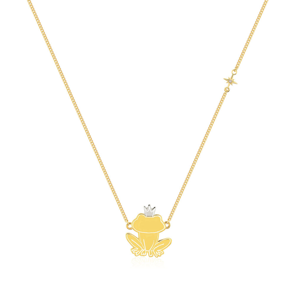 Disney Princess And The Frog Two Tone Gold Plated Prince Naveen Pendant On 40cm Chain