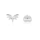 Couture Kingdom Disney Bat+Pum White Gold Plated Mix Match Stud Earrings