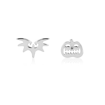 Couture Kingdom Disney Bat+Pum White Gold Plated Mix Match Stud Earrings