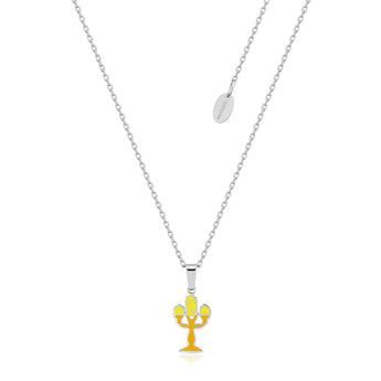Disney Stainless Steel Beauty And The Beast Lumiere Pendant on 40+7cm Chain