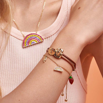 Couture Kingdom Disney Streets Paddle Pop Gold Plated Stainless Steel Rainbow Crystal 45+7cm Chain