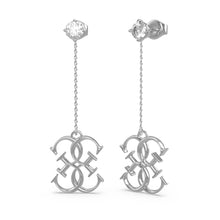 Load image into Gallery viewer, Guess Rhodium Plated Stainless Steel 56mm Chain &amp; 4G Logo Drop Earrings