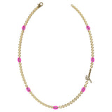 Guess Gold Plated Stainless Steel 17" Neon Pink Multi Charms Chain