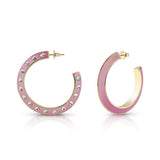 Guess Gold Plated Stainless Steel 30mm Medium Pink Hoop Earrings