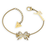 Guess Gold Plated Stainless Steel 22mm Central Bow Bracelet