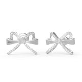 Guess Rhodium Plated Stainless Steel 16mm Bow Stud Earrings