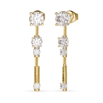 Guess Gold Plated Stainless Steel 38mm Pendant White CZ Drop Earrings