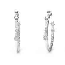Load image into Gallery viewer, Guess Rhodium Plated Stainless Steel Front White CZ On 41mm Hoop Earrings