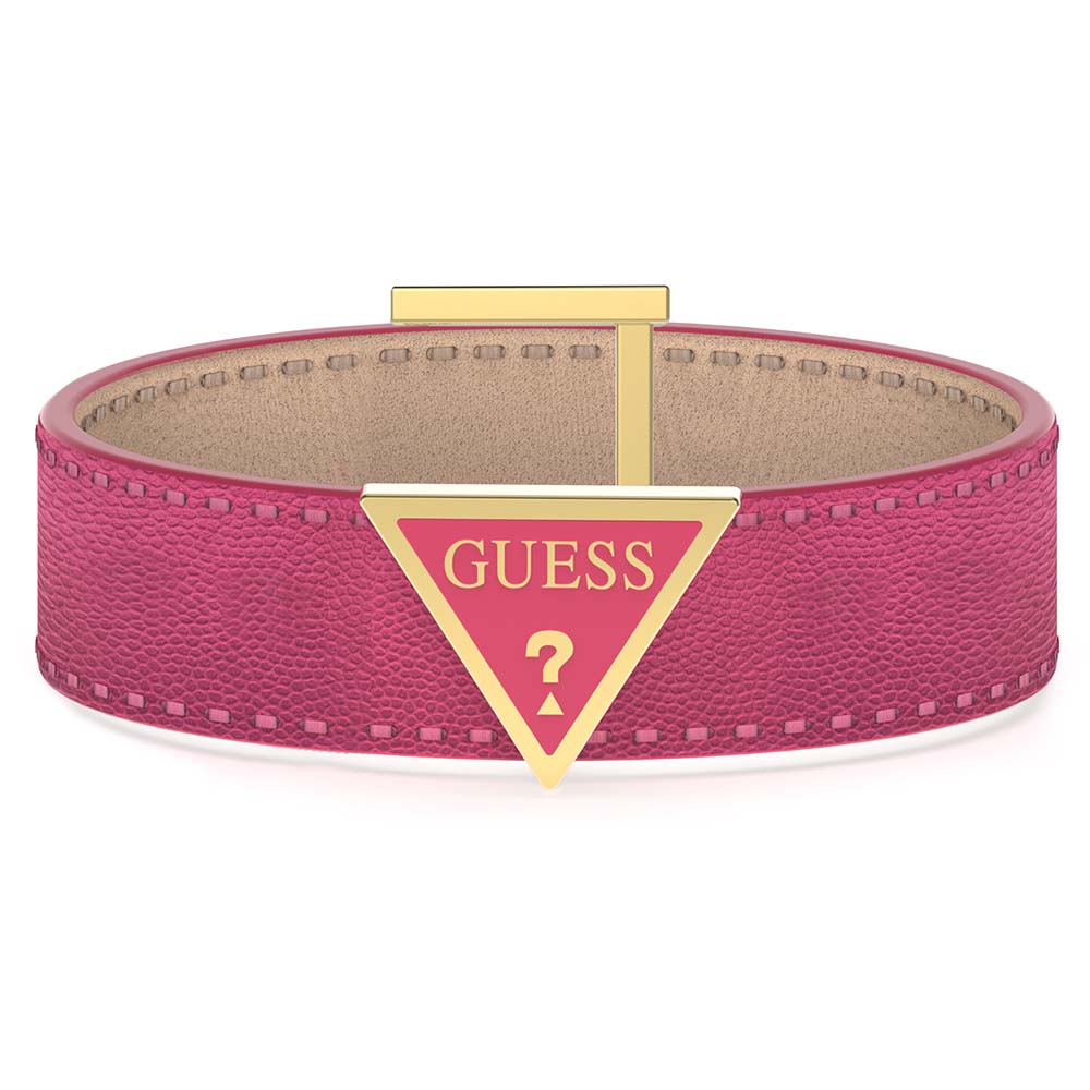 Guess Gold Plated Stainless Steel Triangle Fuchsia Bracelet