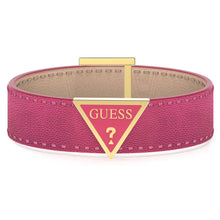 Load image into Gallery viewer, Guess Gold Plated Stainless Steel Triangle Fuchsia Bracelet