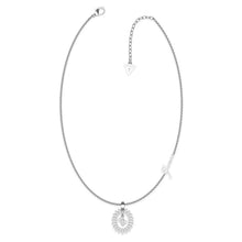 Load image into Gallery viewer, Guess Rhodium Plated Stainless Silver White CZ Charm on 16-18&quot; Chain