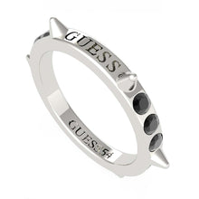 Load image into Gallery viewer, Guess Rhodium Plated Stainless Steel Rebel Studs &amp; Crystal  Ring Size &quot;N &quot;