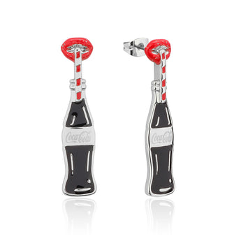 Couture Kingdom Disney White Gold Plated Stainless Steel Coca cola Lips Drop Earrings