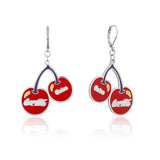 Couture Kingdom Disney White Gold Plated Stainless Steel Coca cola Cherry Drop Earrings