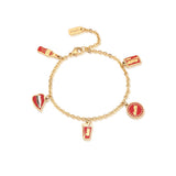 Disney Gold Plated Stainless Steel Coca Cola Charm 16+3cm Diamond Cut Bracelet