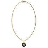 Guess Mens Jewellery Gold Plated 21mm Black And Gold Coin On Chain