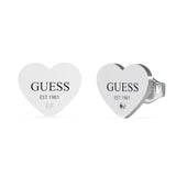 Guess Stainless Steel 11mm Plain Heart Logo Stud Earrings