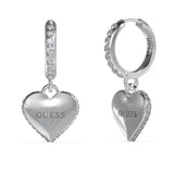 Guess Stainless Steel 30mm Heart Charm Huggies Earrings