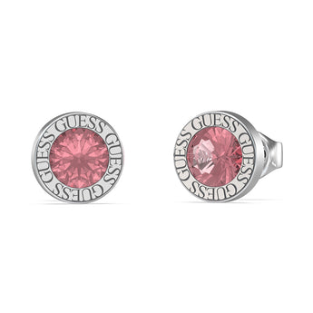 Guess Stainless Steel 10mm Fuchsia Cubic Zirconia Stud Earrings