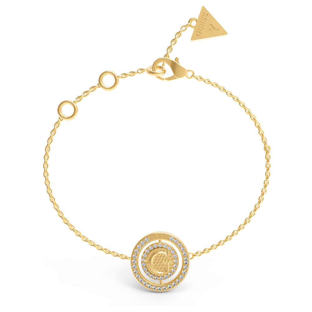 Guess Yellow Gold Plated 15mm G Turning Coin Bracelet