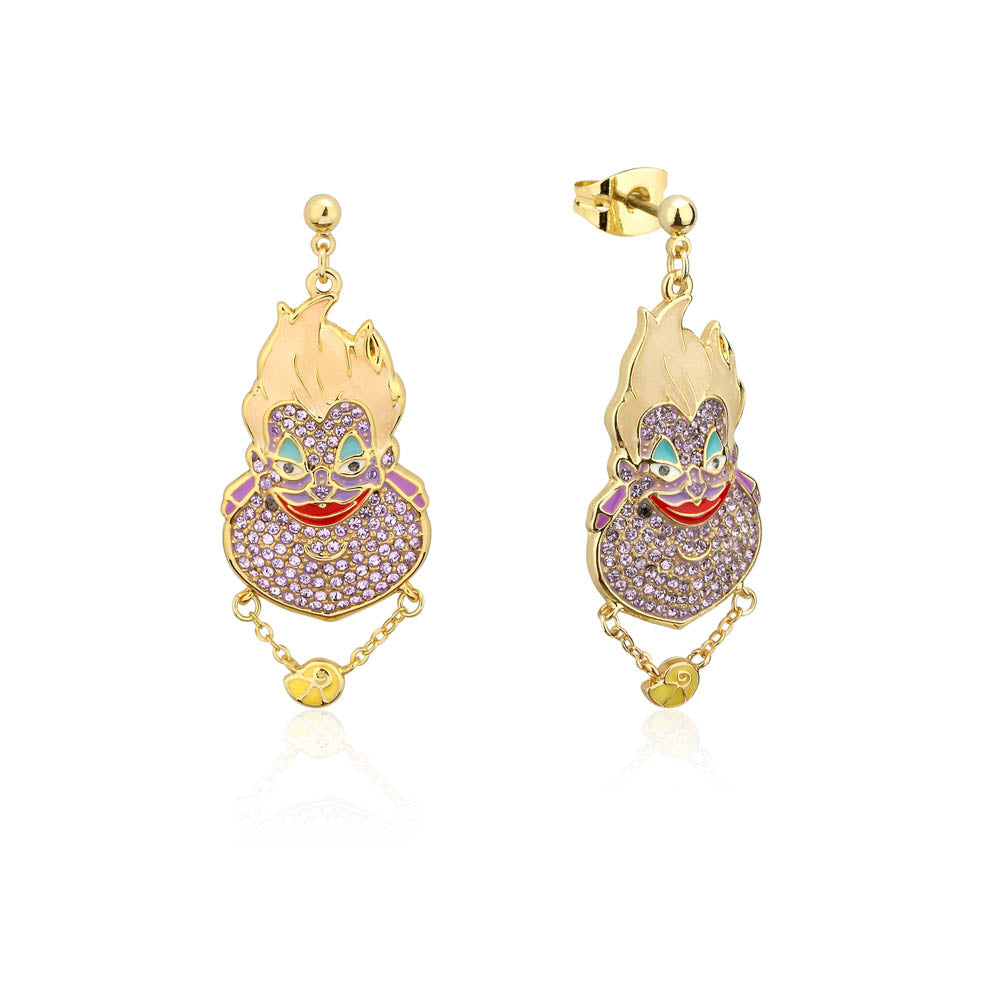 Disney Gold Plated Stainless Steel Ursula Crystal Drop Earrings