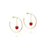 Couture Kingdom Disney Gold Plated Stainless Steel Evil Queen Poison Apple Hoop Earrings