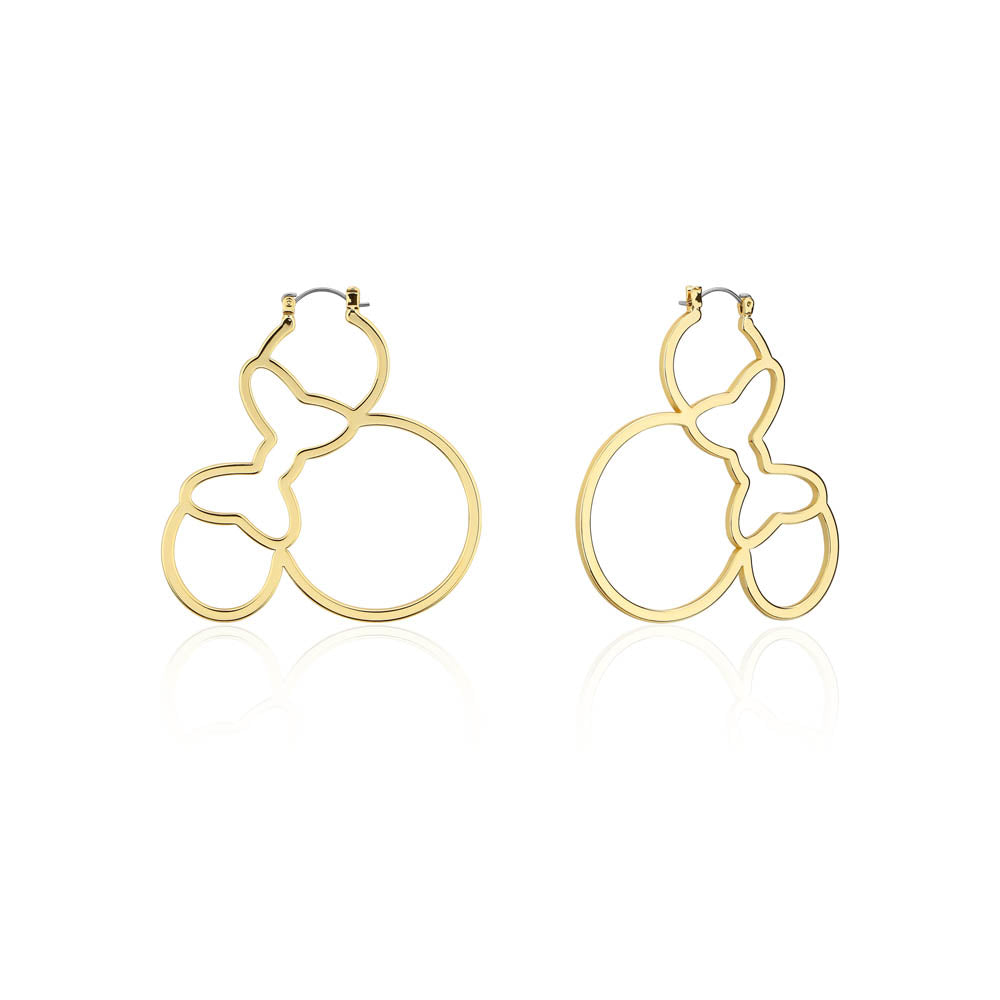 Disney Gold Plated Stainless Steel Minnie Mouse Outline 60mm Hoop Earring