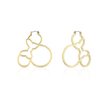 Load image into Gallery viewer, Disney Gold Plated Stainless Steel Minnie Mouse Outline 60mm Hoop Earring