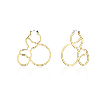 Couture Kingdom Disney Gold Plated Stainless Steel Minnie Mouse Outline 60mm Hoop Earring