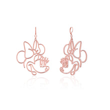 Load image into Gallery viewer, Disney Rose Gold Plated Stainless Steel Minnie Mouse Wire Style 50mm Drop Earrings