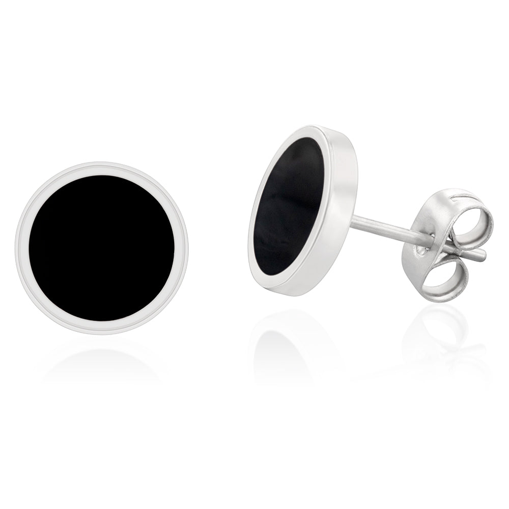 Stainless Steel Black 10mm Stud Earrings