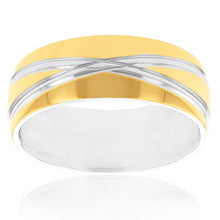 Load image into Gallery viewer, Stainless Steel Two Tone 8mm Wide Crossover Ring