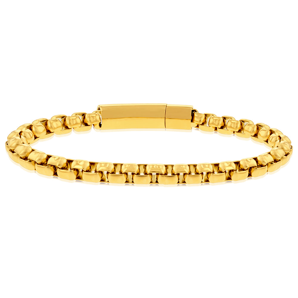 Stainless Steel Yellow Gold Plated Large Belcher 21cm Bracelet